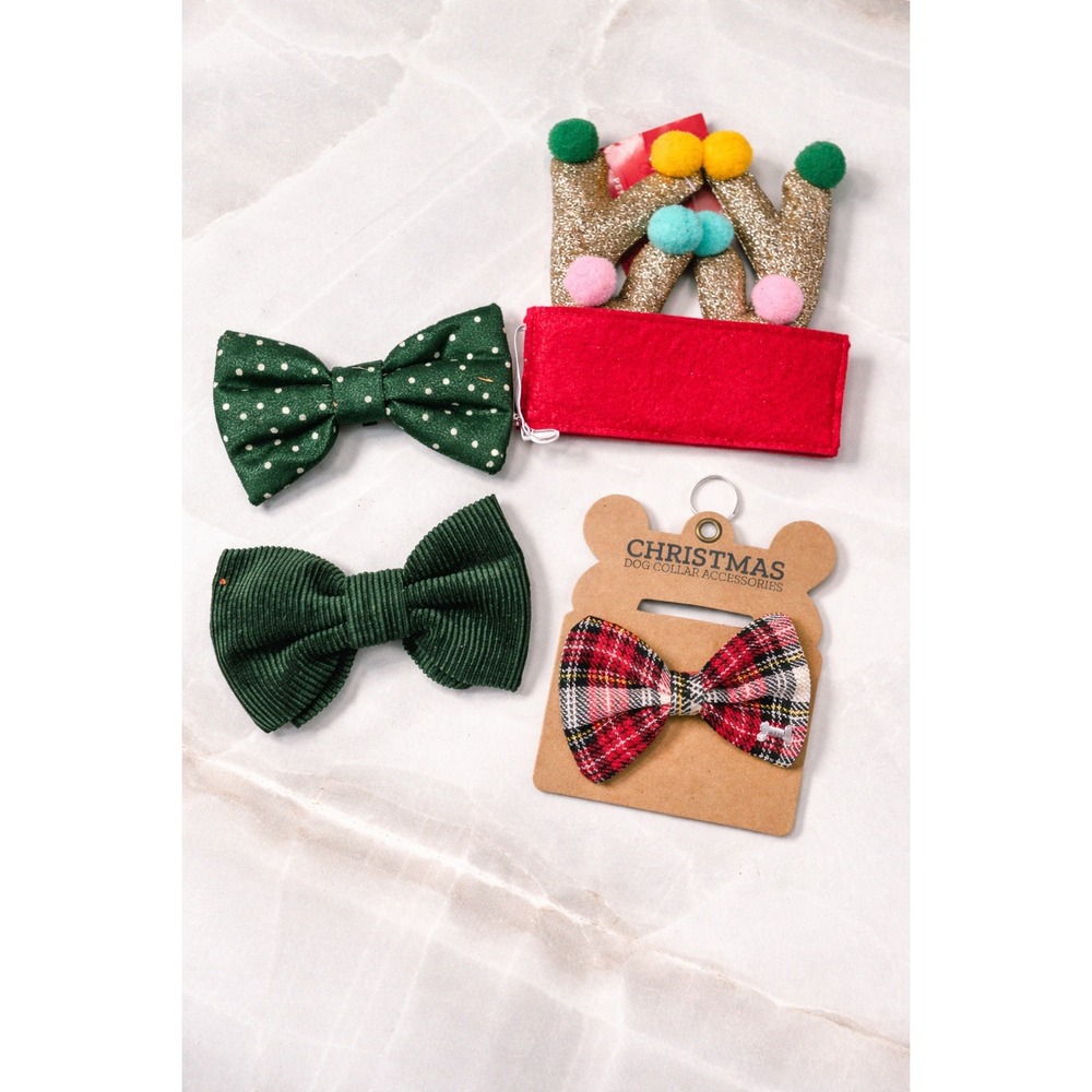 Mud Pie Target Christmas Dog Collar Accessories Bows and Reindeer Antlers Set A2